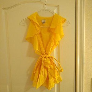 A New Day Yellow Wrap Peplum Blouse (XS-M) NEVER WORN